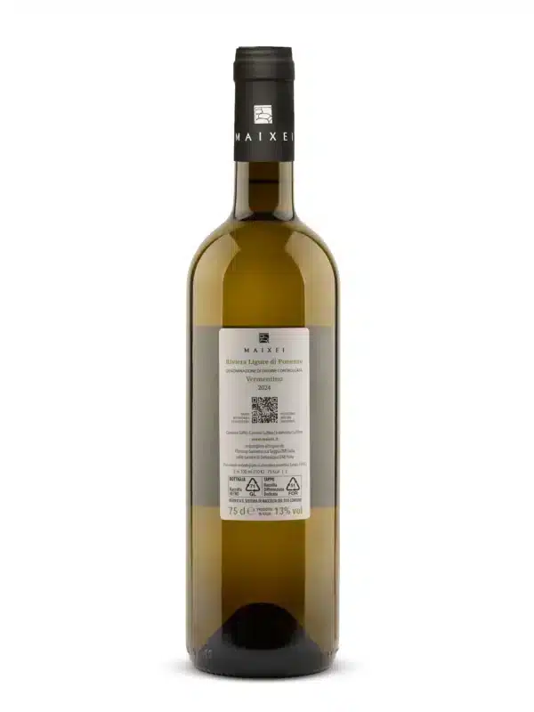Vermentino Riviera Ligure di Ponente DOC retro etichetta